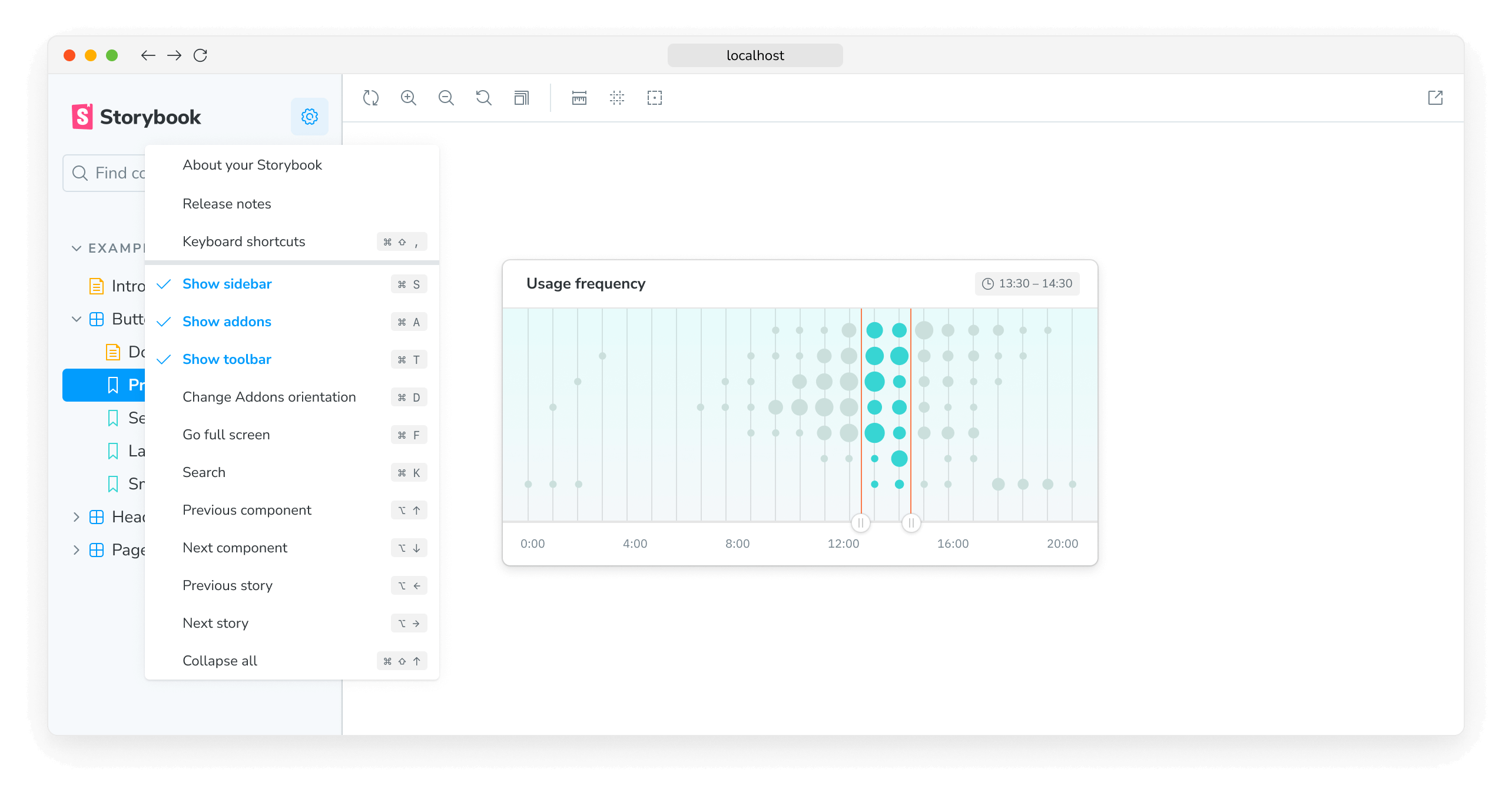 Storybook keyboard shortcuts examples