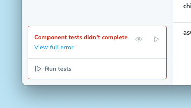 Screenshot of test module, expanded, showing Vitest error