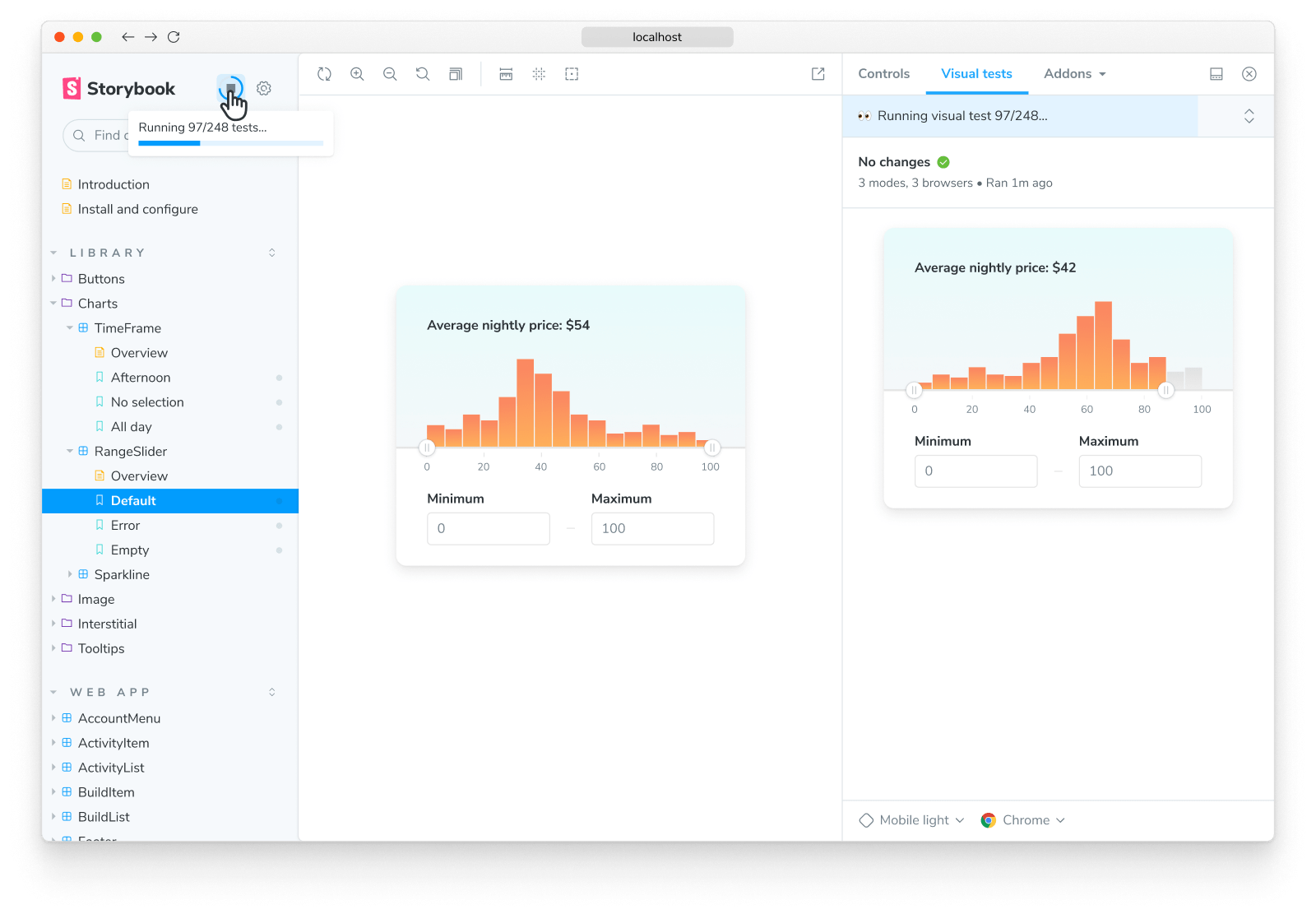 Storybook running visual tests with the addon